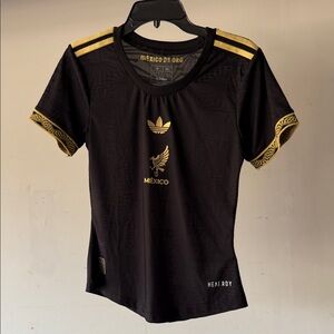 Adidas Black Tee with Gold Mexico Design